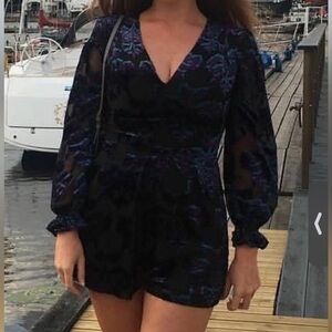 Black and Purple Floral Jumpsuit. Adelyn Rae Jumpsuit